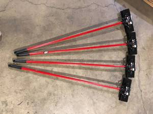 lot 38 image: Lot of Libman 13.5 in. High Power Extra-Large Heavy-Duty Floor Scrub Brush with Swiveling Head and Steel Handle (May be Bent on Lower Stick) Customer Returns See Pictures