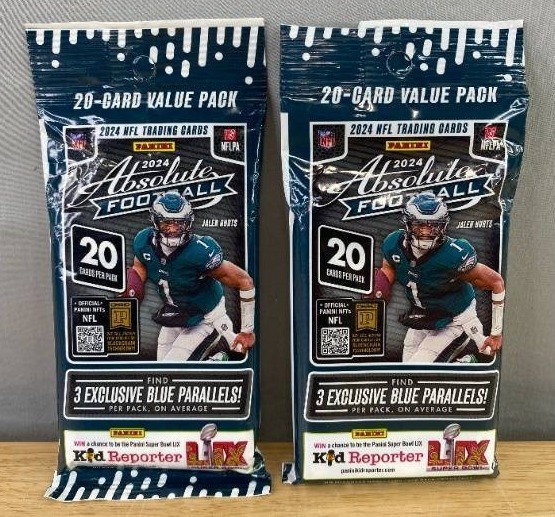 lot 2 image: 2 Brand New 2024 NFL Absolute Football Card Packs - 20 Cards per Pack N