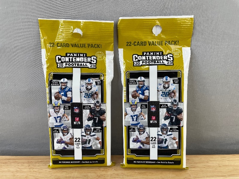lot 18 image: 2 Brand New Panini Contenders 2023 NFL Football Card Value Packs N
