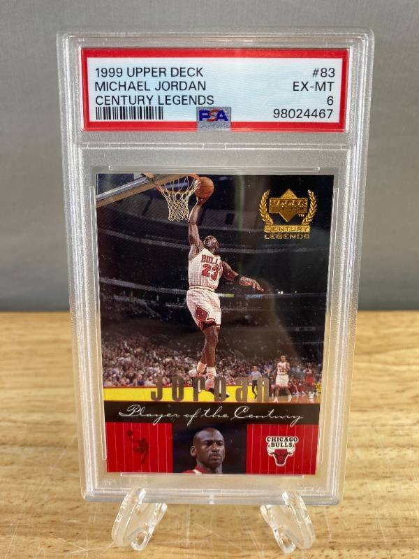 lot 20 image: 1999 Upper Deck Century Legends Michael Jordan Card (#83) - PSA 6 J