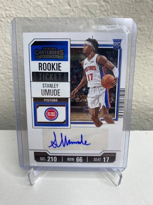 lot 348 image: 2023 NBA Panini Contenders Autograph Rookie Card Stanley Umude - Detroit Pistons M