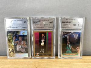 lot 242 image: The Final Authority Graded NBA Basketball 3 Card Lot - Rice, Abdur-Rahim, Bowdler J