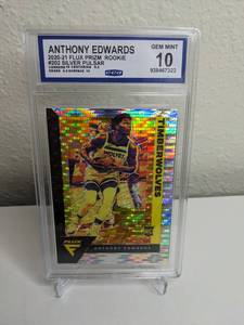 lot 73B image: Anthony Edwards 2020-21 Flux Prizm Silver Pulsar Rookie - CCG 10 Gem Mint NBA Minnesota Timberwolves M