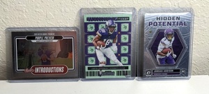 lot 406 image: 3 NFL Minnesota Vikings Football Cards - Addison, Jefferson, JJ McCarthy M