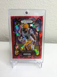 lot 411 image: 2023 Prizm Draft Red Cracked Ice Malik Nabers Rookie Trading Card NFL New York Giants M