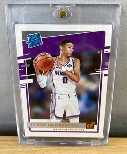 lot 72B image: Tyrese Haliburton 2020-21 Donruss Rated Rookie NBA Basketball Card Sacramento Kings N
