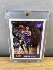 lot 832 image: 2020-21 Panini Score Tyrese Haliburton Rookie Basketball Card - NBA Sacramento Kings N
