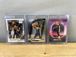 lot 834 image: 2024-25 Stephon Castle & Victor Wembanyama NBA San Antonio Spurs Basketball Card Lot N