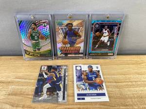 lot 846 image: 5 NBA Basketball Cards - Kawhi Leonard, Jalen Duren, Jayson Tatum, More N
