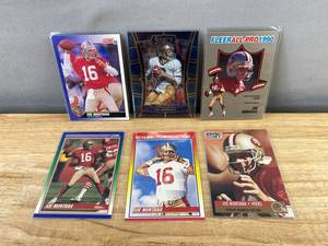 lot 253 image: 6 Joe Montana Football Cards - San Francisco 49ers J