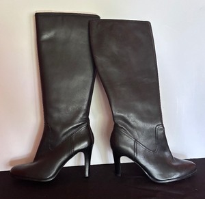 lot 105 image: Ralph Lauren Boots Womens Bryce Black Leather Full Zip Heeled Knee High 10M