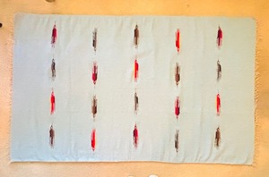 lot 84 image: Vintage Blanket  Rug Chimayo or Mexican Origin Thunderbird Motifs