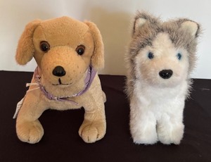 lot 173 image: American Girl Doll Sandy the Golden Retriever and Pepper the Siberian Husky Toy Dogs