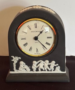 lot 178 image: Wedgwood Black Jasperware Neoclassical Clock