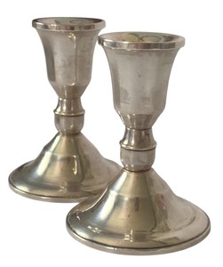 lot 26 image: Pair of Vintage Sterling Silver Candle Holders, Weighted