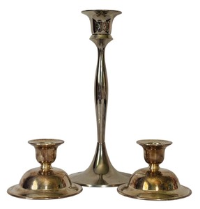 lot 207 image: Vintage Style Metal Candlesticks