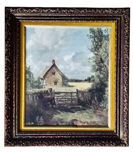 lot 128 image: Vintage Framed Print Cottage in a Cornfield by John Constable