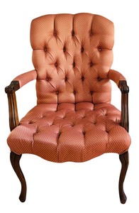 lot 8 image: Upholstered Tufted Accent Chair with Wood Frame