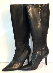 lot 116 image: Ralph Lauren Black Leather High Boots Like New