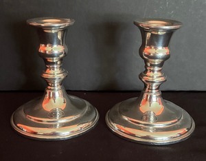 lot 228 image: Classy Empire Pewter Candle Holders