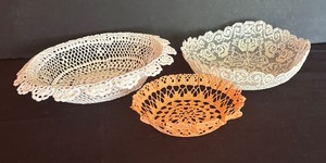 lot 245 image: Three Lovely Crocheted Doily Bowls