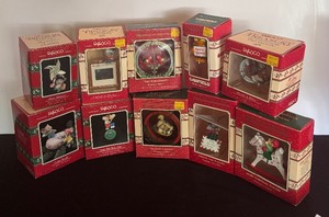 lot 258 image: Variety of Enesco Christmas Ornaments including Jingle Bell Rock, Merry Mailman, Coffee Break, Two Turtledoves and More