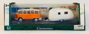 lot 313 image: Carama 143 Hongwell Caravan VW Volkswagen Transporter Bus Samba with Caravan II in Original Box