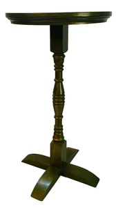 lot 308 image: Green Hand Painted Round Wooden Stool  Pedestal Stand