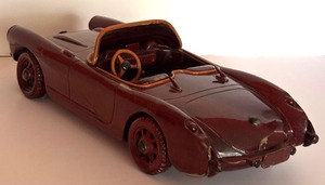 lot 213 image: Vintage Mahogony Wooden Car Model 1957 Corvette Convertible