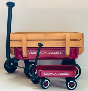 lot 381 image: Large Radio Flyer All-Terrain Steel & Wood Wagon and Small Metal Wagon