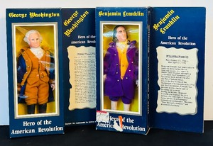 lot 402 image: George Washington Hero of the American Revolution Action Figure and Benjamin Franklin