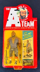 lot 296 image: Vintage 1983 Galoob A-Team Mr. T as B.A. Baracus Action Figure, New in Packalg