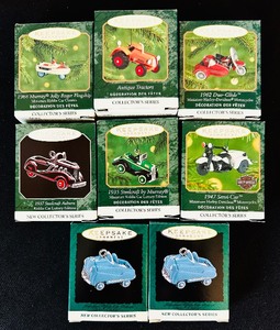 lot 297 image: Hallmark Keepsake Miniature Ornaments from the Kiddie Car Classics Series and More