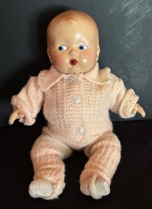 lot 528 image: 1940s Drink and Wet Composition Doll