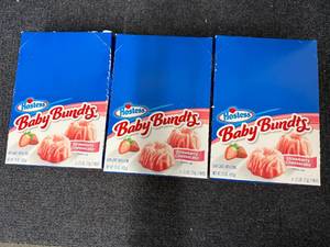 lot 132 image: 3 Boxes of Hostess Baby Bundts - Strawberry Cheesecake