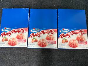 lot 133 image: 3 Boxes of Hostess Baby Bundts - Strawberry Cheesecake