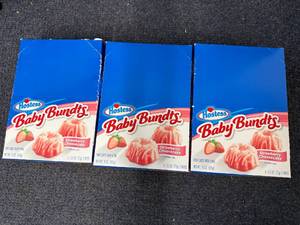 lot 134 image: 3 Boxes of Hostess Baby Bundts - Strawberry Cheesecake