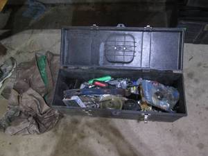 lot 110 image: Large plastic toolbox containing mi...