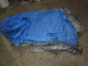 lot 115 image: 3- assorted size tarps...