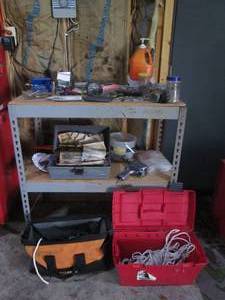 lot 134 image: 2-tier teardrop style shelving unit...