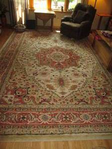 lot 17 image: Large floral print area rug approx ...