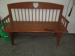 lot 58 image: Hardwood mission style entry bench ...