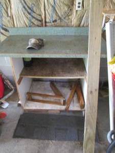 lot 182 image: 3x4ft pegboard, garage shelf with l...