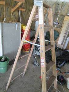lot 183 image: Werner 6ft Wood step ladder...