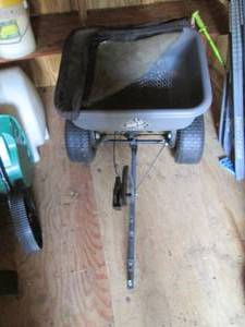 lot 220 image: Tow behind ATV fertilizer spreader...
