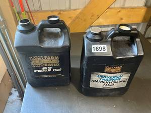 lot 698 image: Set of 2 Farm-Rated Hydraulic Fluid Containers, 2 Gallons Each