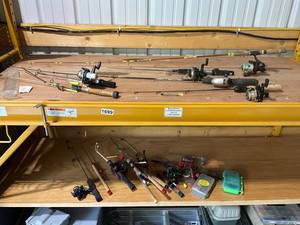 lot 725 image: Collection of Fishing Rods and Reels with Fishing Accessories