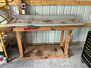 lot 726 image: Wooden Workbench with Metal Top