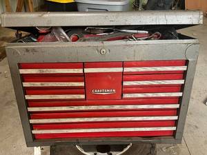 lot 731 image: Used Craftsman Red Metal Tool Chest with Assorted Tools