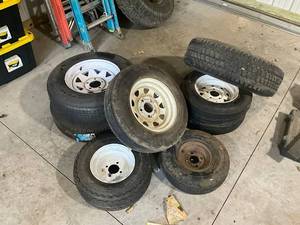 lot 749 image: Lot of 7 Mixed Used Trailer Tires and Rims - Various Sizes